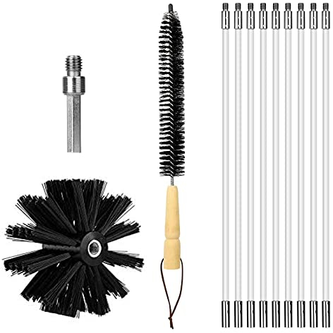 Pyatofyy Dryer Vent Kit 12 Feet, Flexible 9 Rods Dry Duct Cleaning Kit Chimney Sweep Brush with Dryer Lint Brush