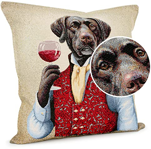 ANRO Kissenbezug Dekokissen Kissen Sofakissen Kissenbezüge Kissenhülle Gobelin Labrador 45x45cm mit Füllung