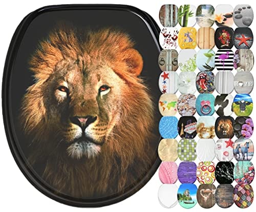 Sanilo Soft Close Toilet Seat, Wide Choice of New Toilet Seats, Stable Hinges, Easy to Mount (Lion)