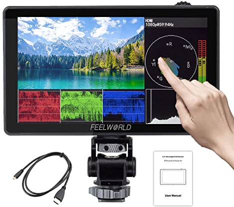 FEELWORLD LUT5 Kamera DSLR Field Monitor 5.5 Zoll 3000nit Ultra High Bright Touchscreen Monitor 3DLUT F970 Externe Stromversorgung Externer Feldmonitor 1920x1080 Bildschirm Display Screen 4K HDMI