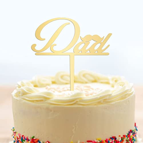 Happy Father's Day Cake Topper Happy Birthday Dad Cake Decoration Mirrored Gold Acrylic Cake Topper Best Papa Ever Dad Father's Day Birthday Cake Decoration Dad Party Supplies