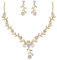 Clearine Damen Hochzeit Schmuck Set Blatt Cluster Blume Kristall Anhänger Halskette baumeln Ohrringe für Braut Klar Gold Ton