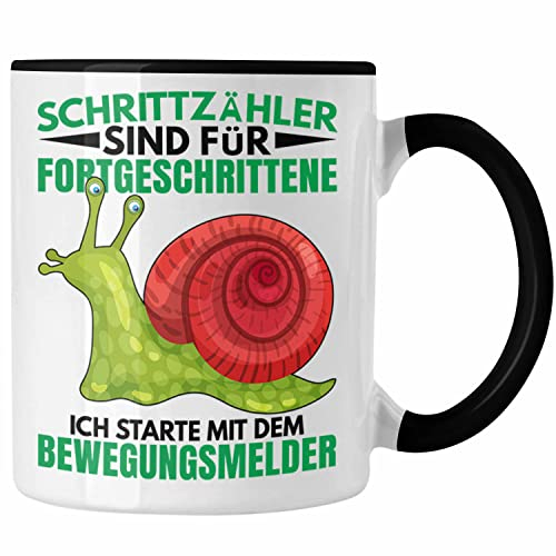 Trendation - Lustiger Schnecken Spruch Tasse Geschenk Humor Witzige Sprüche (Schwarz)