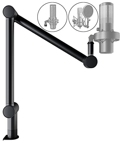 DOCKIN® Premium Microphone Arm 360° rotatable 3/8 ''-5/8 '' adapter, cable management for condenser microphones up to 2KG, HyperX QuadCast, Rode