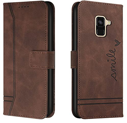 Lihondar Kompatibel mit Samsung Galaxy A6 2018 Hülle, Handyhülle Samsung A6 2018, A6 2018 Leder Klappbar Schutzhülle Wallet Brieftasche Cover Flip Case für Samsung A6 2018 Klapphülle (Braun)