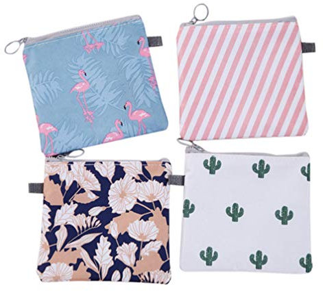 Beavorty 4 Stück-pack Damenbinden Organizer aus Polyester mit Reißverschluss Reißfest und Tragbar Beutel für Damenbinden zur Hygienischen Aufbewahrung Beim Reisen und Zufälliger Stil