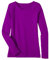 Women's Ladies Long Sleeve T-Shirt Ladies Plus Size Round Neck Stretchy Plain Fitted Basic Jersey Casual Tee Top. Purple