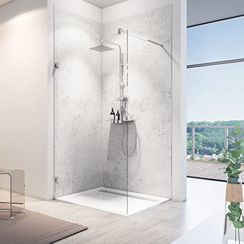 Schulte 1 panneau mural 150 x 255 cm, surface 3.82 m² douce SOFTTOUCH, 3 mm épaisseur, revêtement salle de bain douche, résistant aux rayures, pierre gris clair, livré avec adhésif double face