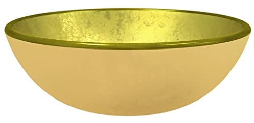 vidaXL Waschbecken, Becken für Badezimmer Waschraum Nasszelle, Aufsatzwaschbecken über der Theke, Waschschale Waschtisch, Hartglas Golden