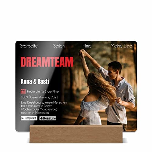 Beleuchtetes Foto Nachtlicht mit Wunschtext - Netflix Bild personalisiert mit LED Beleuchtung - Acryl Glasbild im Filmcover Design - persönliches Geschenk für Freundin Partner o. Mama zum Muttertag