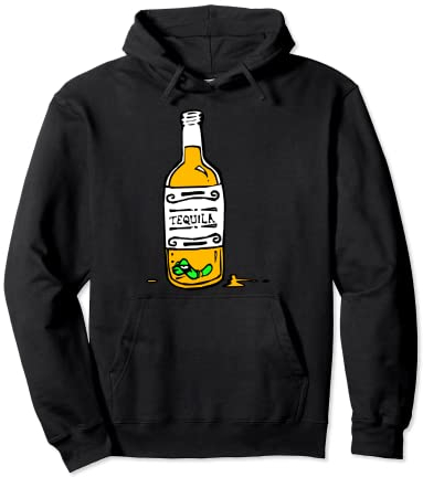 Tequila Flasche mit grünem Wurm Old School Grafik Pullover Hoodie