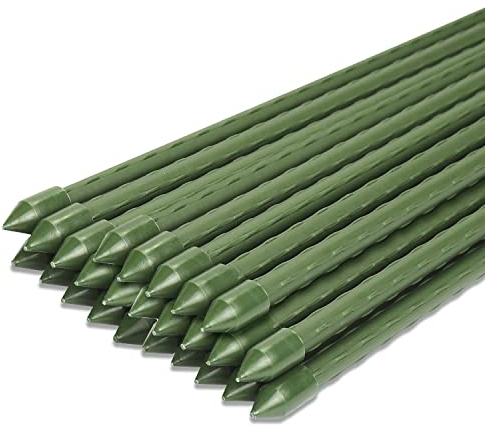 Sekey Tomaten Rankhilfe, Pflanzenstütze für Gurken, Bohnen, Himbeeren, Blumen, Kunststoff Beschichtetes Stahlrohr Rostfrei Pflanzenstäbe, 60 cm x 8 mm, 25 Stück