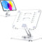 Lucrave Acryl Tablet Ständer Halterung mit 360 Drehbarer Basis, Faltbare Verstellbar Transparent iPad Stander für den Schreibtisch für iPad/Pro/Air, Galaxy Tab und Tablet 4.7-13 Zoll Durchsichtig