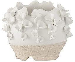 J-Line Cache-Pot Anemone Ceramique Blanc/Beige