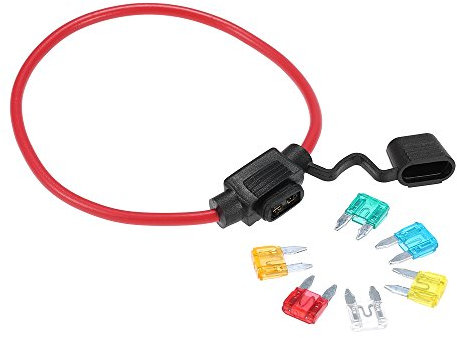 QISUO Porte-fusible en Ligne, Porte-fusible en Ligne Mini-Ligne Automobile 12V 30A avec 6 Fusibles