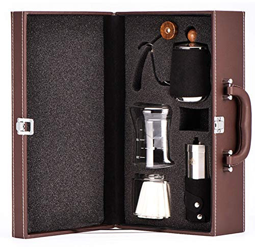 SOVORM Set di caffettiera a sifone, set di caffettiera portatile da viaggio fatto a mano, confezione regalo di caffè fatta a mano (non contiene chicchi di caffè) (grigio) (nero) The New