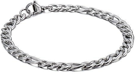 Homxi Silber Armband Herren,Armbänder Herren Edelstahl 5MM Figaro Kette Herren Armband 20CM