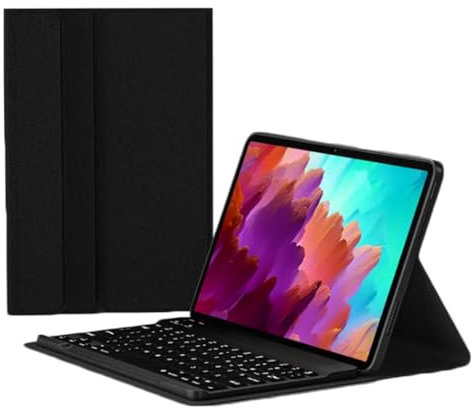 YGoal Tastiera Custodia per Lenovo Tab P12, [QWERTY Inglese Layout] Slim Pelle PU Custodia con Rimovibile Wireless Tastiera per Lenovo Tab P12 12.7, Nero