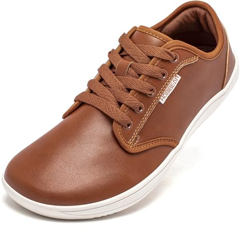 HOBIBEAR Unisex Wide Barefoot Shoes for Mens Womens Minimalist Zero Drop Shoes Sneakers (Brown,11 Women/10 Men)
