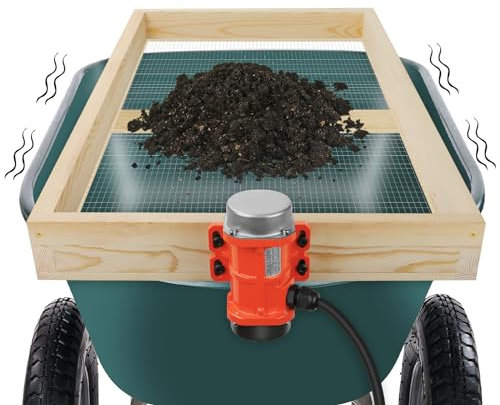 JOYSEUS Soil Sifter with Vibration Motor, Automatic Wooden Sifting Screen, Sieve for Sand Rocks Dirt Compost - 39 x 19.5 Ultra Large to Fit Most Garden Yard Wheelbarrow Carts