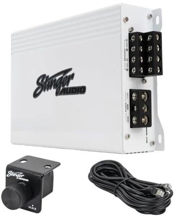 Stinger Audio MT-600.4M 1000 Watt RMS 4-Channel Compact Marine Audio Amplifier, Class D, Hexfet Mosfet, Water-Resistant, Crossover High-Pass/Low-Pass Filters