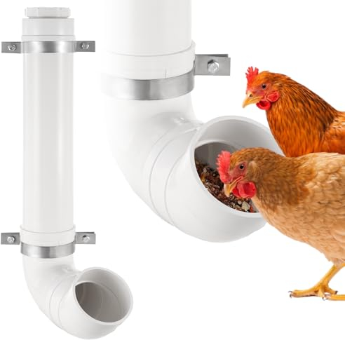 Hühnerstall-Futterstation, PVC-Rohr, Rattensicher mit Deckel Geflügelfutterstation (1 Pack)