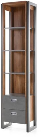 Regal in Eiche Stirling und grau Matera, Regalschrank 49 x 202 cm, Bücherregal Industrial Design, Hochschrank Auburn (Regal 1)