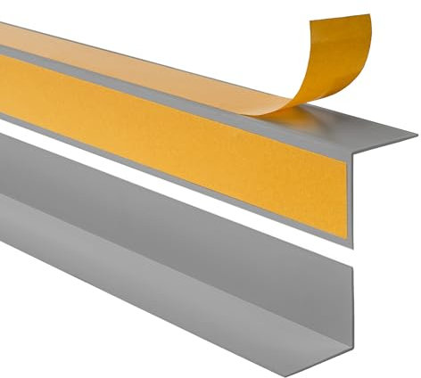 Quest Cornière de Protection pour Angle Intérieur – PVC Autocollante – 50x50mm, 200cm, Gris foncé