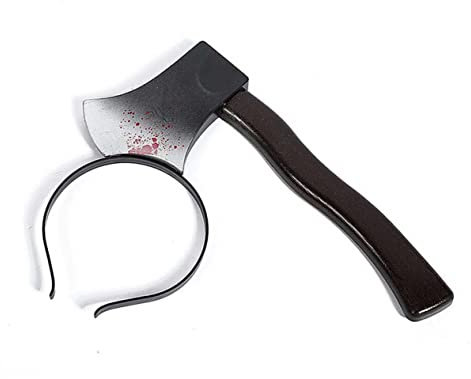CAXUSD 4 pcs Halloween Horror Headbands Bloody Through Headband Props for Party Pranks Spooky Decorations with Pipe Wrench Wrench Axe and Saw for Halloween Costume Parties