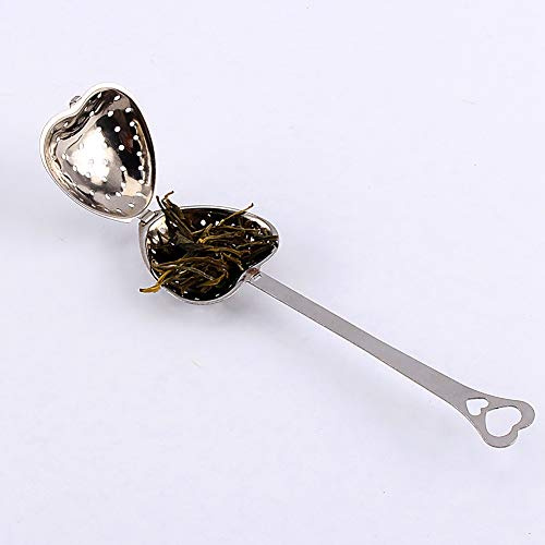 Hominas Edelstahl Brühlöffel Herzform, Teesieb Löffel mit Griff BrüHlöFfel | Puderzuckerstreuer Duster, Tea Infuser, Mehlstreuer, Löffel Teefilter Teeei für Losen Teeblätter Kräuter Gewürze Kakaopulver