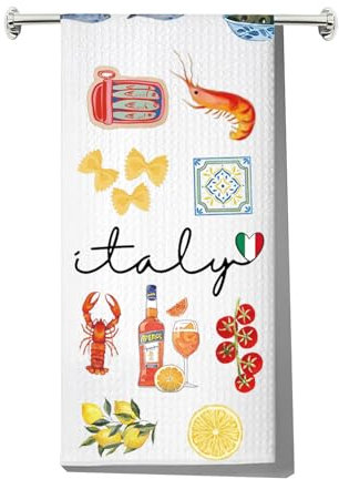 MYSOMY Italienisches Küchentuch La Dolce Vita, Geschenk, italienische Amalfiküste, Zitrone, Geschirrtuch, italienisches Einweihungsgeschenk (Italien Shrimp UK)