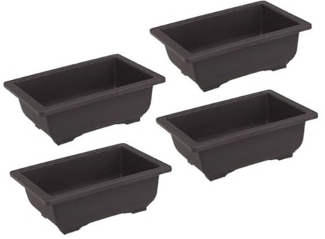 TOBBOMEY 4 Piezas Maceta Jardinera Rectangular Jardineras Rectangulares para Plantas De Exterior Grandes Jardineras Aire Libre Contenedor De Plantas Black Plástico Reciclado