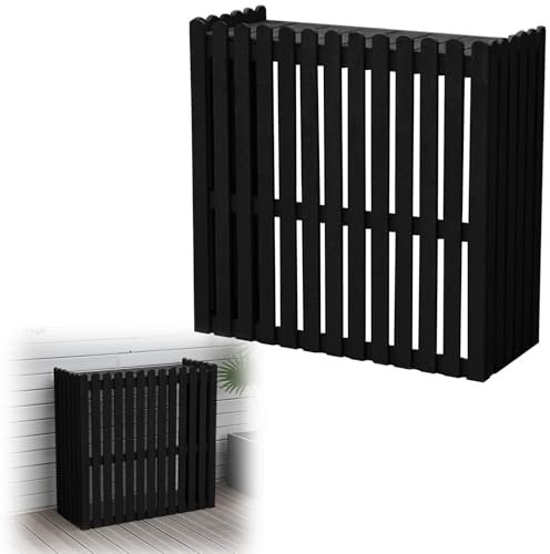 Outdoor Klimaanlage Abdeckung Mini-Split-Klimaanlage für Außeneinheit Zaun Heizkörperabdeckung Schutzhülle für Klimaanlage Holzklimaanlage für den Außenbereich(Schwarz,105x45x99 cm)