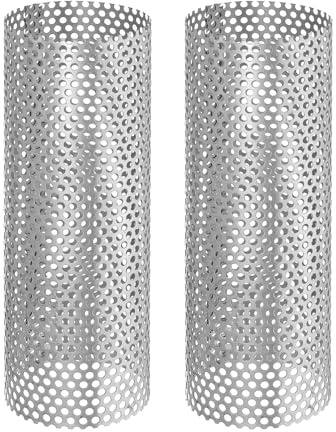 PATIKIL 2Pcs Rejilla Antichispas Para Tubo De Estufa Longitud 7.09 Pulgadas | De 2.4 Pulgadas, Filtro De Chimenea De Acero Inoxidable 304, Con Agujeros De 0.12 Pulgadas