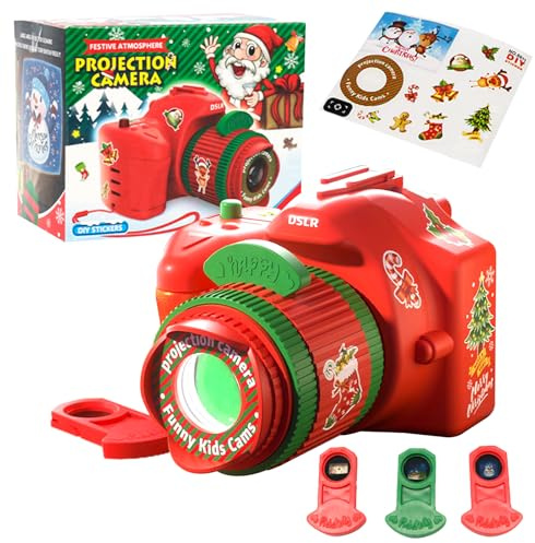 POPOYU Weihnachten Projektor Kamera Kinder,Nacht Projektor Kind Projection Kamera,Kaleidoskop Taschenlampe Diaprojektor Taschenlampe mit DIY Mustern für Weihnachten Kinder Geschenke