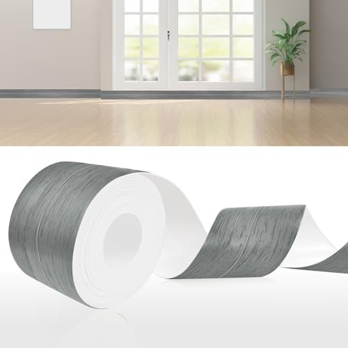 DIKARIYA Plinthe Souple Autoadhésive, 30x30mm 25m Bois Gris Plinthe PVC Adhesive Cuisine, Plinthe PVC Souple Convient pour Cuisine et Salle de Bain, Flexible Ruban Autocollante d'étanchéité en PVC