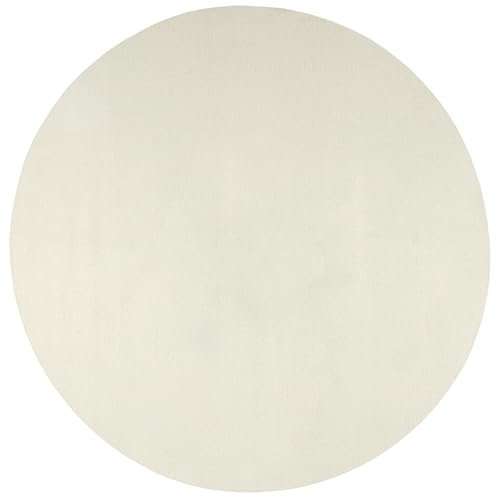 Mia´s Teppiche Luna kuschelig Warmer Fellteppich, weich und elegant, waschbar und Fußbodenheizung geeignet, Öko-Tex Zertifiziert, Creme 2, 120 cm Rund