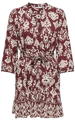 ONLY Damen Onlantonia Life 3/4 Short Dress WVN, Cloud Dancer, M