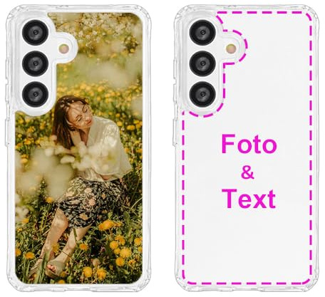MXCUSTOM Personalisierte Handyhülle für Samsung Galaxy S25 5G, Benutzerdefiniert Hülle mit Eigenem Foto Bild Text Schutzhülle [Weicher Polsterstoßfänger + Harter Rückseite] (HIC-CR-P1)