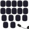 KEQAR Lot de 16 protections en mousse, mousse micro casque et bonnette microphone, Protection contre le vent pour microphone et casque(Noir)