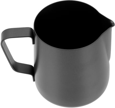 DIYEAH Maceta jarra espumosa jarra de leche profesional espumador de leche vaso metalico para espumar leche taza para espumar de acero inoxidable para frotones de leche Negro