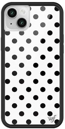Wildflower, Hülle, für Apple iPhone 13/14, schwarzer Schutzrahmen, zertifiziert für Stürze aus bis zu 122 cm Höhe, frauengeführtes Kleinunternehmen, Polka Dot, weißes Design mit schwarzen Punkten