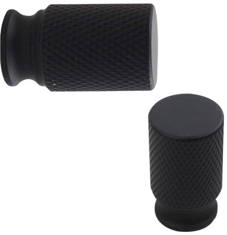 keypak 10 Pack Small Black Knurled Cabinet Knobs 18mm Wide | Textured Modern Drawer Pull Handles for Kitchen Cabinets, Cupboards, Furniture & Doors
