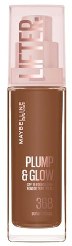 Maybelline Foundation Lifter Plump & Glow, SPF20, Buildable Coverage, 368 | With SPF20, All Day Wear, Buildable and Radiant Coverage, Brighter Skin Overtime, Plump & Glow Foundation