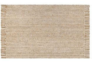 Loberon Teppich Yrundal - Makramee-Design - Handgeknüpft - Seitliche Fransen - 140x200 cm - Wohntextilien - Wohnaccessoires - Jute - Wolle, beige