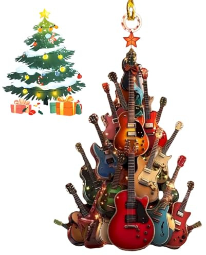 Weihnachtsbaumschmuck mit Gitarre, Acryl-Gitarre, Weihnachtsdekoration, Acryl-Rockgitarre, Weihnachtsbaumschmuck, Weihnachtsschmuck für Baum, Weihnachtsfeier, Gitarre, Musikinstrument, Orna/ment