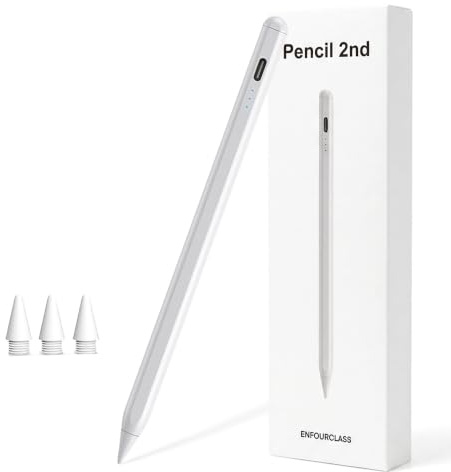 Stylus Pen für iPad 2018–2025, 13 Minuten Schnelllade-Magnetstift (3 x Schnellladung) mit Neigungsempfindlichkeit und Handflächenunterdrückung für iPad 6-8/9/10/11, Air 3/4/5/M2/M3, Mini 5/6/7, Pro 11