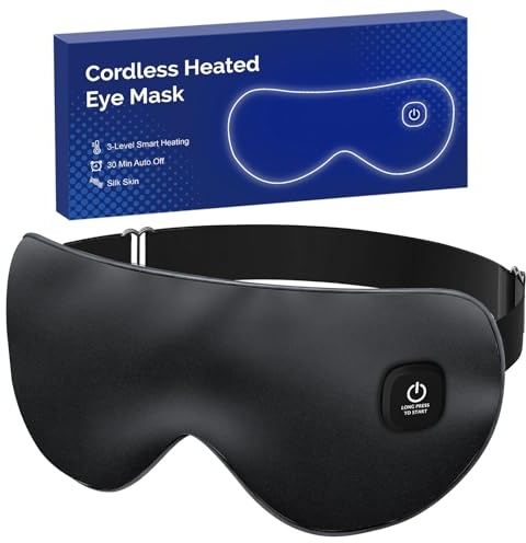 Schwarz Beheizbare Augenmaske – 3 Temp, 1000 mAh, USB, für Trockene Augen