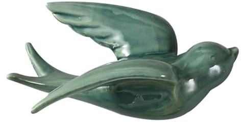 Ceramica Decorazione da Parete Stile Nordico Rondine Verde | Lavorazione Crackle ad Alta Temperatura, Soggiorno e Esterni, Superficie Liscia e Delicata, Montaggio a Muro