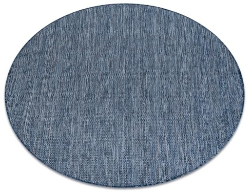rugsx Teppich SION Sisal Optik, flachgewebt, strapazierfähig & pflegeleicht, Indoor & Outdoor, Wohnzimmer, Schlafzimmer, Balkon, Terrasse - dunkelblau rund 150 cm